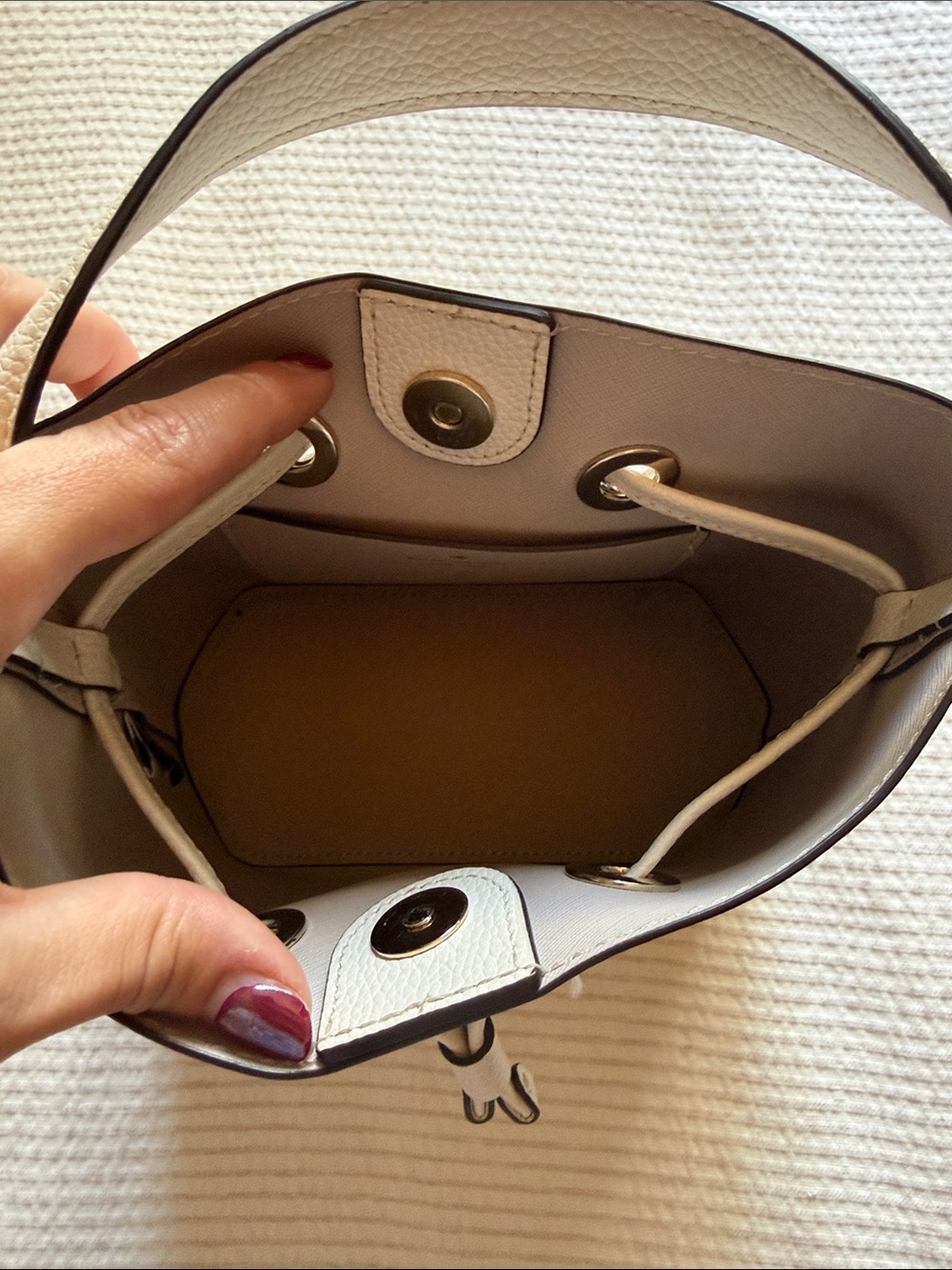 kate spade Cream Pebble Leather Drawstring Bucket Bag - Picture 2 of 4